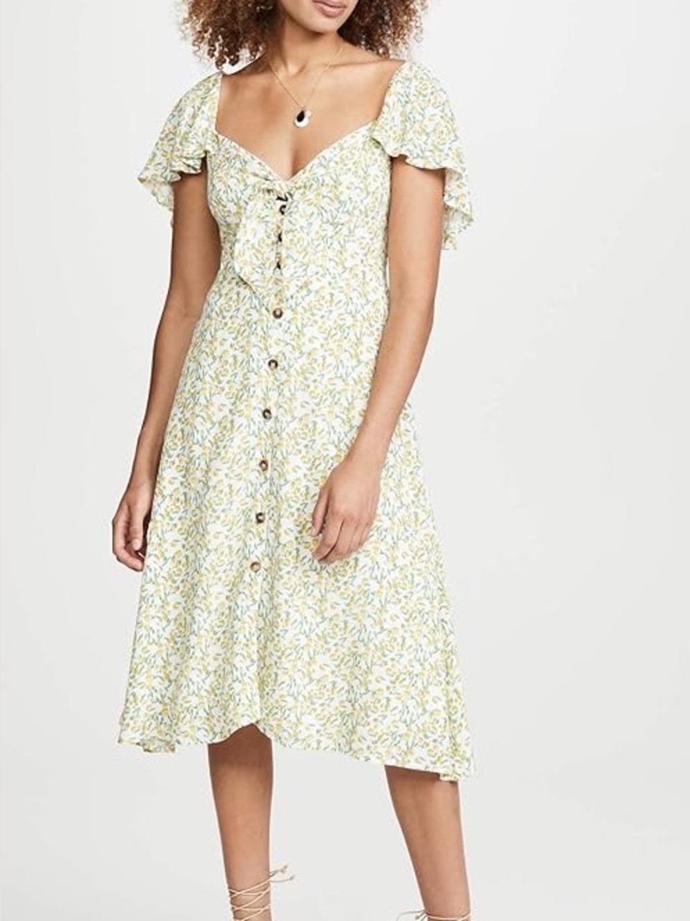 ASTR the Label Rachelle Cap Sleeve Lemon Print Retro Maxi Dress